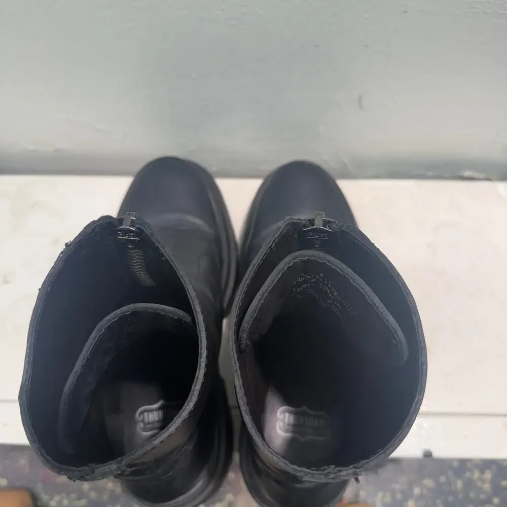 Thursday Boot Company 8 Ryder Platform Boots Black Leather Zip Goth